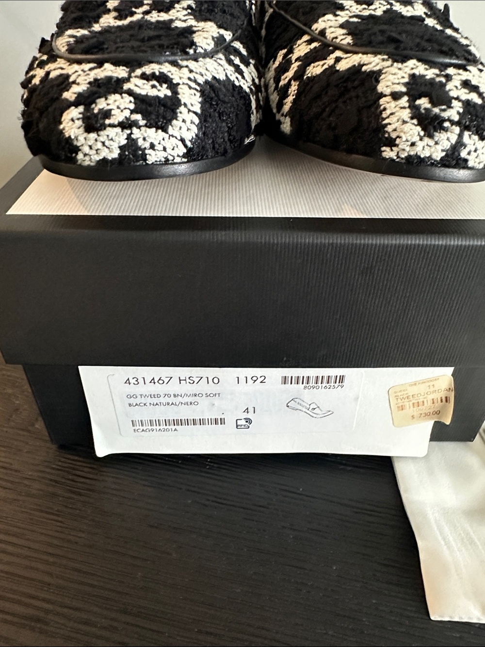 Gucci Black & White GG Embroidered Horsebit Loafers - Picture 5 of 5